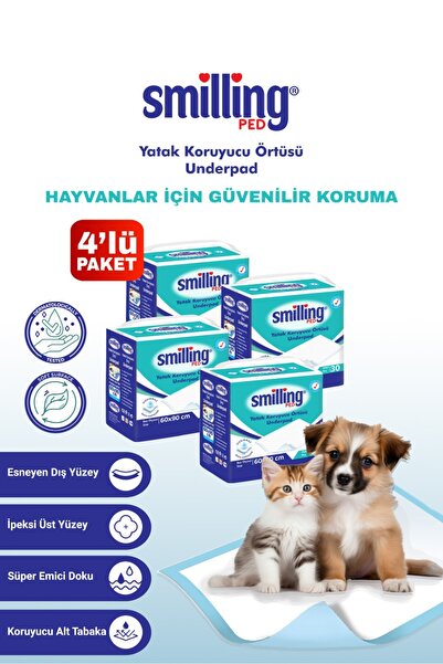 Smilling Pet SMİLLİNG PET Köpek Çiş Pedi-hast Altı Koruyucu Bez 60x90 30'lu(1...