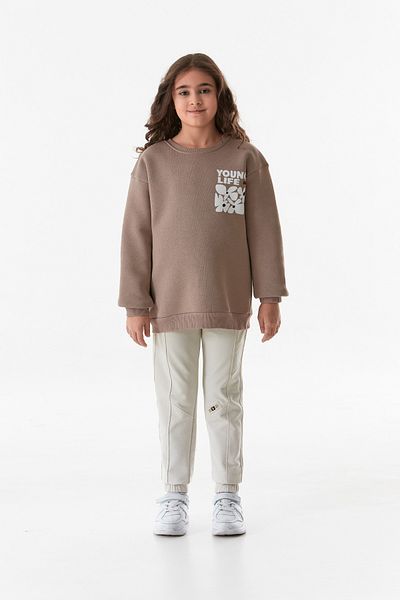 Fulla Moda 3 Yarn Printed Crew Neck Girl's Sweatshirt