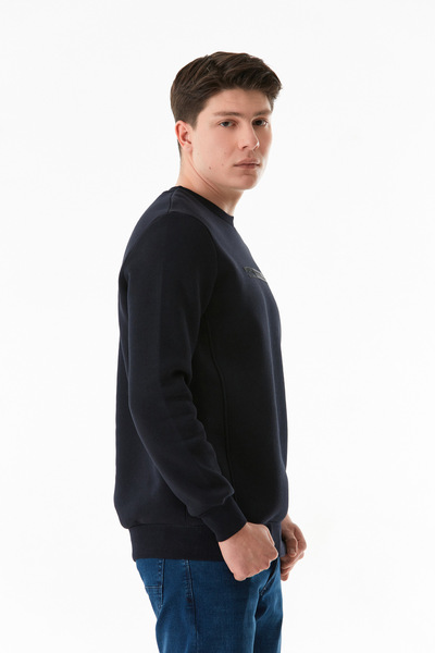 Fulla Moda Φούτερ με λαιμόκοψη με 3 νήματα με ανάγλυφο εμπριμέ