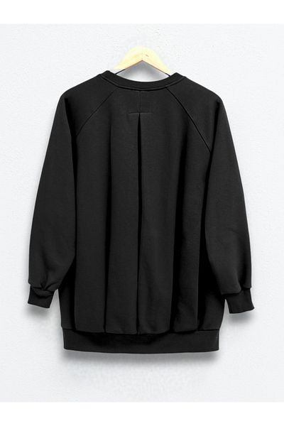 Modamorfo Crew Neck Three Thread Raised Sweat - μαύρο