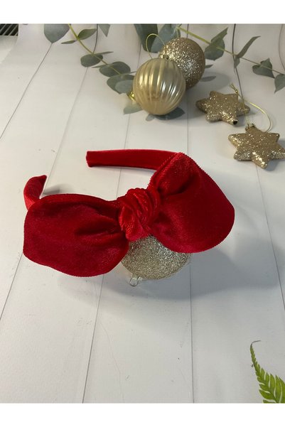 MADE BY PERİ Crown.Red Silk Velvet, Crown with Bow.
