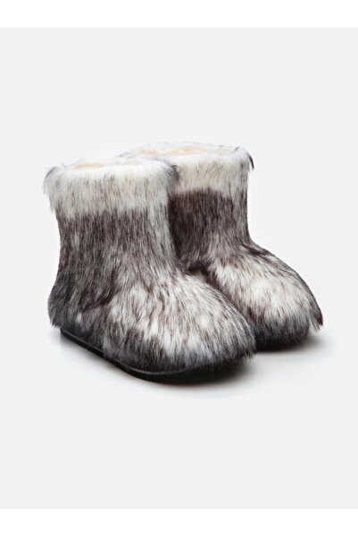 Su Espadril Apreski Beyaz Kadın Suni Kürk Bot