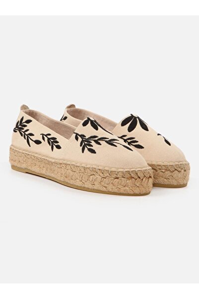Su Espadril Nataly Ecru-Black Women's Flat Espadrilles