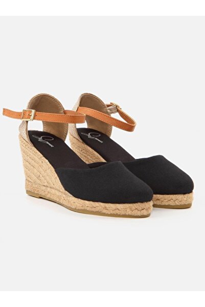 Su Espadril Kate Siyah Kadın Dolgu Topuklu Espadril