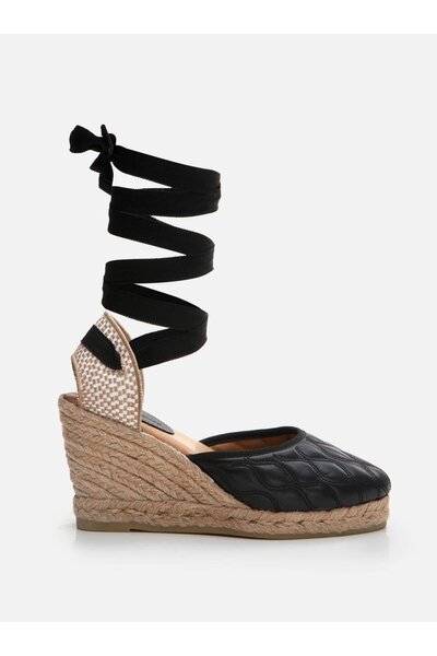 Karma Diagon Kadın Dolgu Topuklu Espadril Siyah