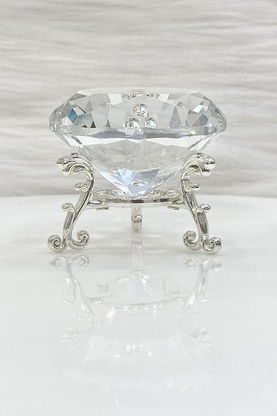 ZEYMERADE Silver 2-Piece Glass Ring Riser and Engagement Decoration Tray - Groom Coffee and Turkish Delight Bowl