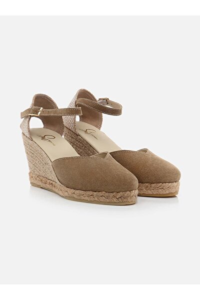 Su Espadril Sayy Koyu Kum Kadın Dolgu Topuklu Espadril