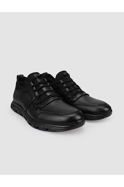 Cabani 100% Genuine Leather Black Clip Lace-Up Men's Casual Shoes