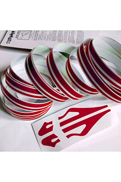 Mega Oto Market 12mm Çift Şerit Kırmızı Folyo Yapışkan Bant Araba Gövde Şerit...