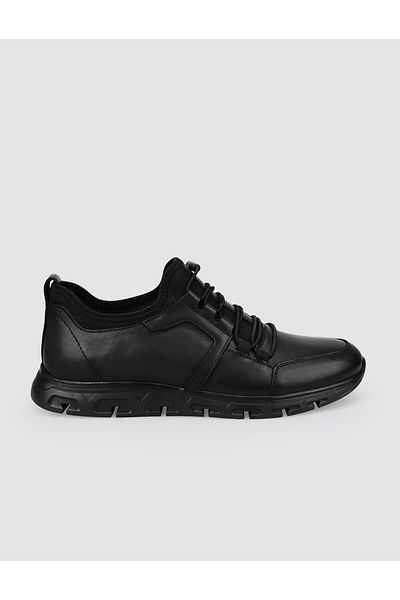 Cabani 100% Genuine Leather Black Clip Lace-Up Men's Casual Shoes