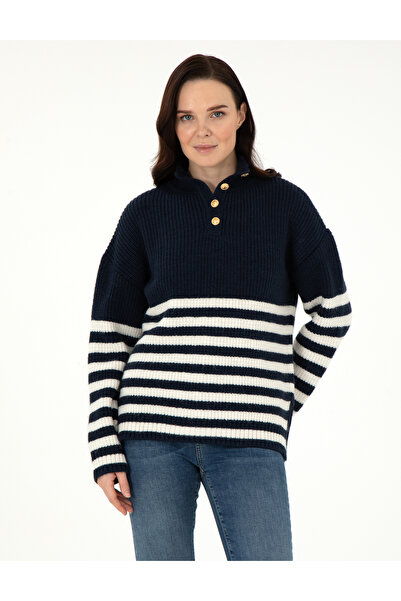 Pierre Cardin Lacivert Comfort Fit Düğmeli Kazak 50298088-VR033
