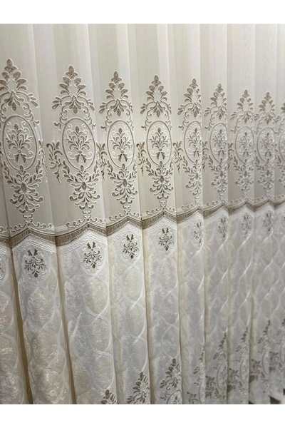 NİVEMESHOME PERDEA DE TUL PLIAT 1/2,5 DENS CU TEXTURA CATIFELA KAMELYA APM