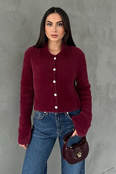 Seda Yalçın Atelier Burgundy Floral Buttoned Soft Cardigan