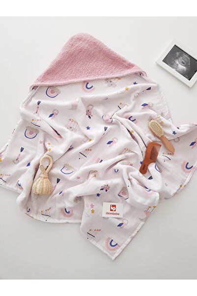 ilkimbebe منشفة أطفال 100% قطن موسلين مزدوجة الجوانب مقاس 80x80