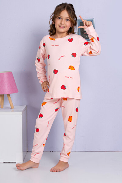 MADALİNA Σετ πιτζάμες για κορίτσια 100% βαμβακερό σερβιτόρο αγόρι ροζ φράουλα