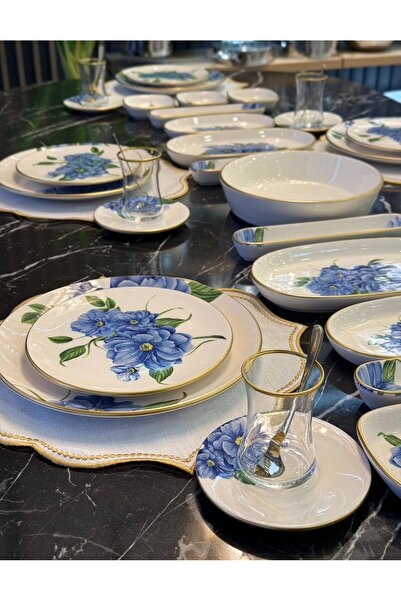 Onedekor 43 Parça Lüks Ocean Blue Kahvaltı Takımı