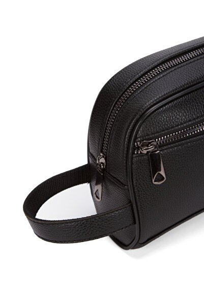 LOOP DESIGN Black Vegan Leather Personal Care and Daily Clutch Bag, Large Portfolio & Clutch Bag