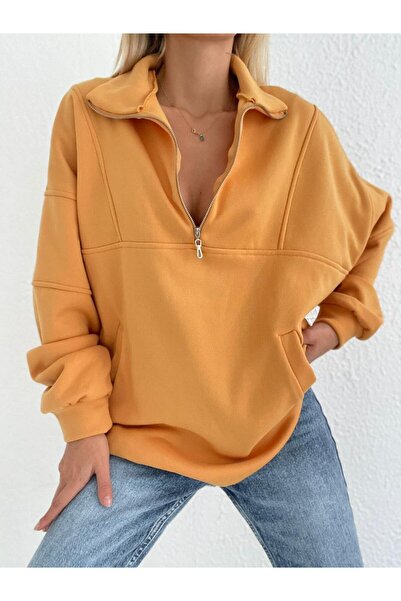 SHUGAA KADIN YARIM FERMUARLI CEBİ BASIC  ÜÇ İPLİK SWEATSHIRT
