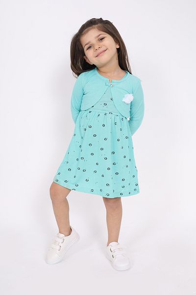 Toontoy Girl's Dress with Chest Flower Detail