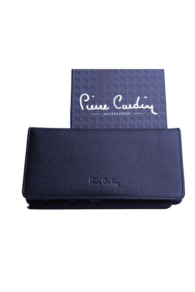 Pierre Cardin Black Logo Leather Wallet Upright Model 11055