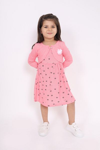 Toontoy Girl's Dress with Chest Flower Detail
