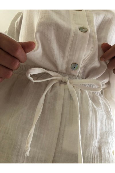 Combattente Organic Muslin 2-Piece Pajama and Shorts Set, Tie-Down Drawstring Trend 100% Cotton