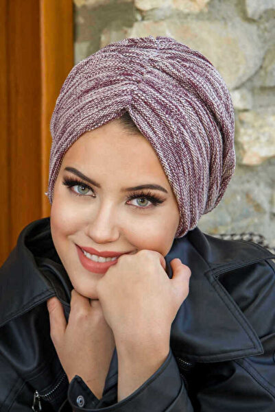 Aişe tesettür Μπορντό λευκό κασκόλ με κορδόνια