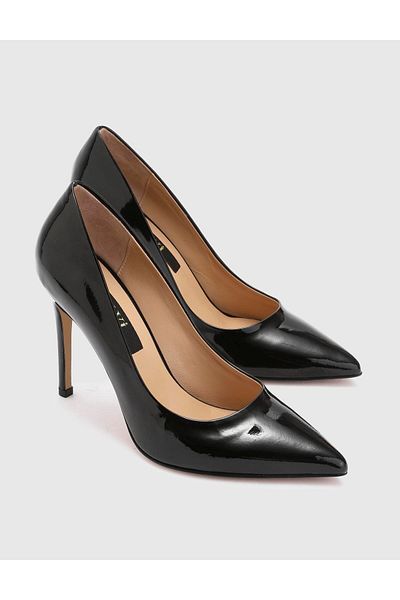 İLVİ Nelli Genuine Patent Leather Women's Black Stiletto