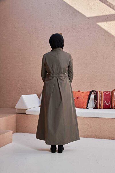 Neways 6302-İnter Büzgülü Trençkot Haki