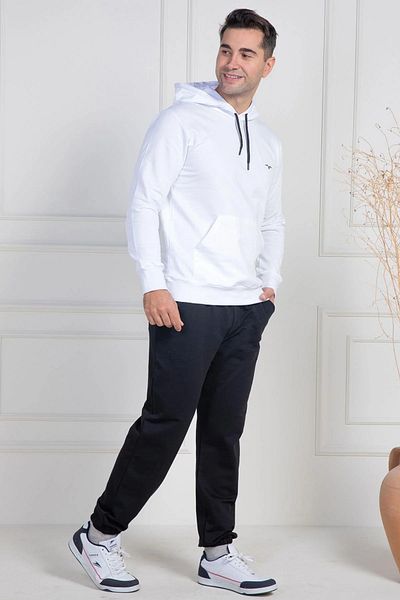 Mecit Pijama Set de pijamale pentru bărbați, 100% bumbac, cu mâneci și glezne, cu glugă elastică și buzunare
