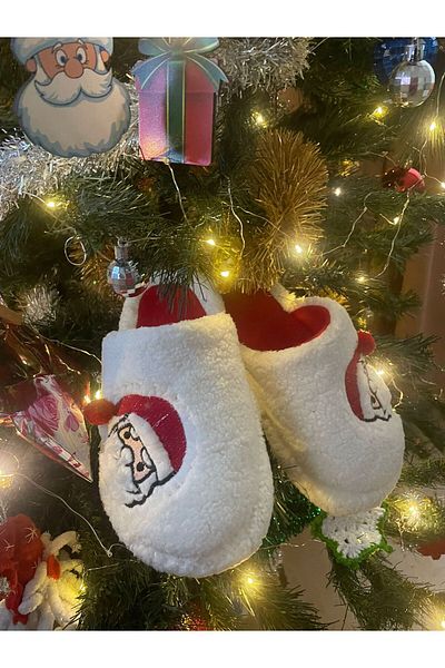 Papistil Bolyhos házi papucs Mikulás figurával, csúszásmentes talppal