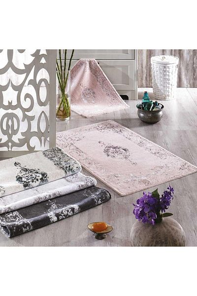 ZEBRA CASA Karsten Dark Gray Double Bath Mat Set