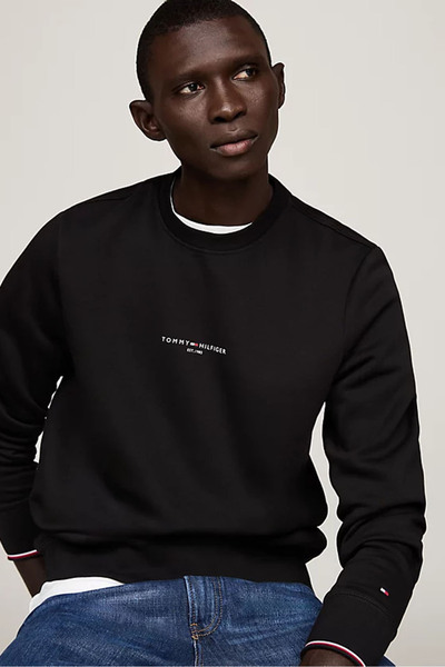 Tommy Hilfiger Erkek Yuvarlak Yaka Kazak - Siyah