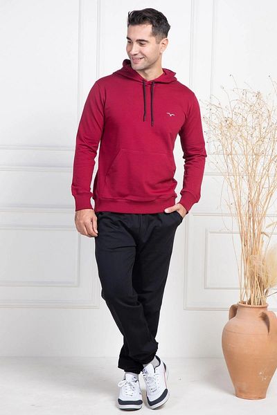 Mecit Pijama Set de pijamale pentru bărbați, 100% bumbac, cu mâneci și glezne, cu glugă elastică și buzunare