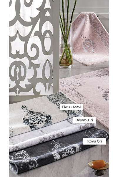 ZEBRACASA Karsten Beyaz/gri Ikili Banyo Paspas Seti