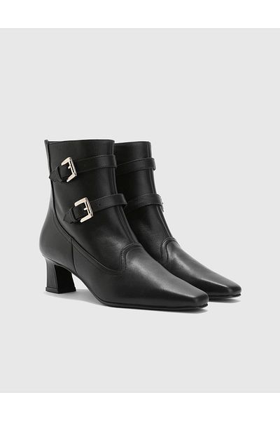 İLVİ Pura Genuine Leather Women's Black Heeled Boots
