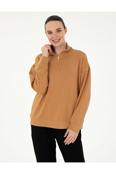 Pierre Cardin Camel Regular Fit Modal Fabric Sweatshirt 50308116 -Vr015