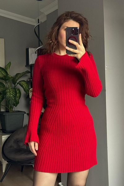 Qenz Red Knitwear Mini Dress