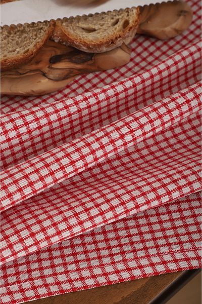KAMİZ Red Gingham Linen Runner 40X150 cm