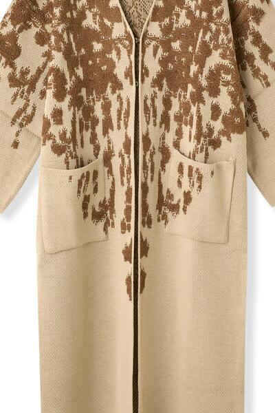 Uludağ Triko Γυναικεία πλεκτή ζακέτα με λουλούδια από πέτρα βιζόν