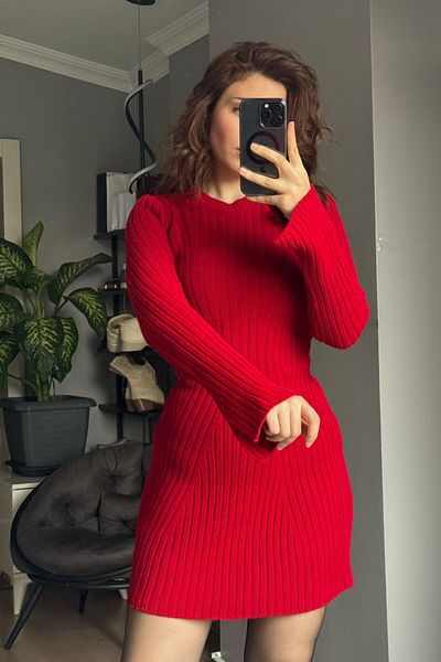 Qenz Red Knitwear Mini Dress