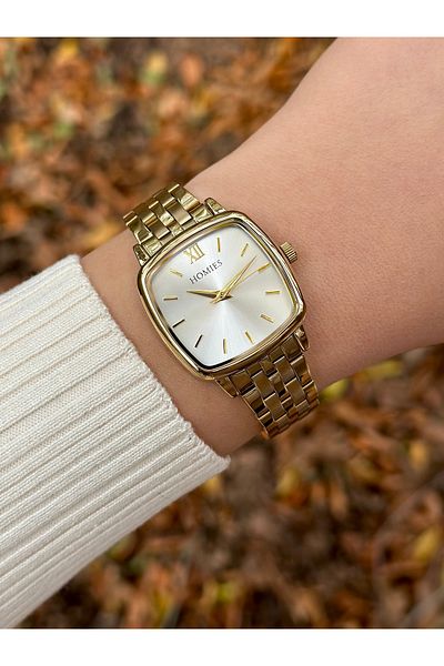 Homies Gold Color Square Women's Wrist Watch