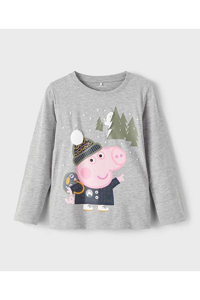 Name it Peppa Pig Christmas Long Sleeves T-Shirt - Grey Melange