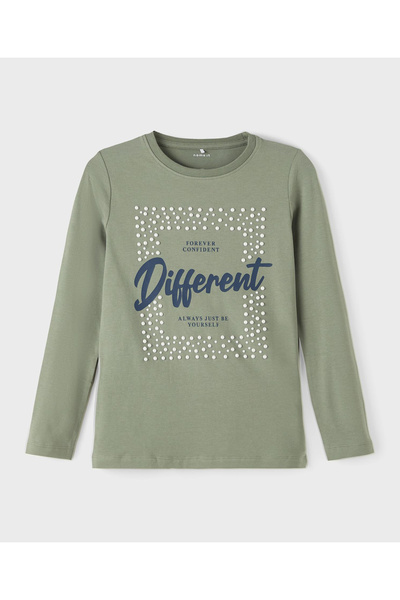 Name it Pearly Print Long Sleeves T-Shirt - Agave Green