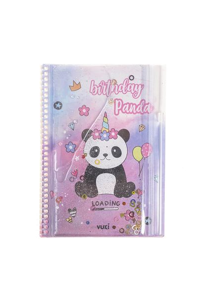 VUKİ Caiet A5 cu Panda Glitter și Husă Juicy