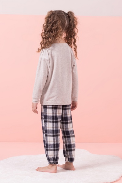 DMB BOYS & GIRLS Printed Plaid Patterned Fleece Pajamas Set Bottom-Top Girls' Set