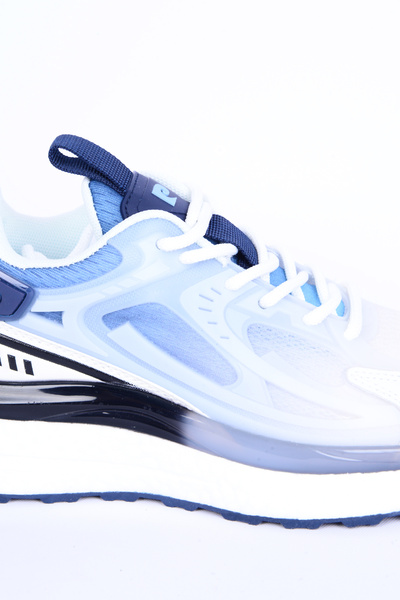 Pierre Cardin 10106 Διχτυωτό ψηλό πάτο, εύκαμπτο άνετο πάτο, λευκό-μπλε καθημερινά γυναικεία αθλητικά παπούτσια