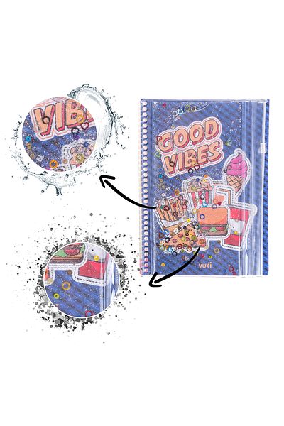 VUKİ دفتر ملاحظات مقاس A5 من Fast Food مع علبة أقلام رصاص ذات غطاء فضي وعصير