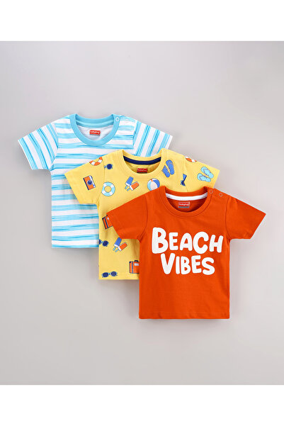 Babyhug Half Sleeves Cotton Blend Printed T-shirts - Red Blue and Yellow