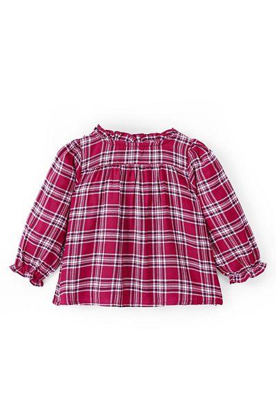 Babyhug 100% Rayon Full Sleeves Yarn-Dyed Checks Top with Frill & Lace Detailing - Red